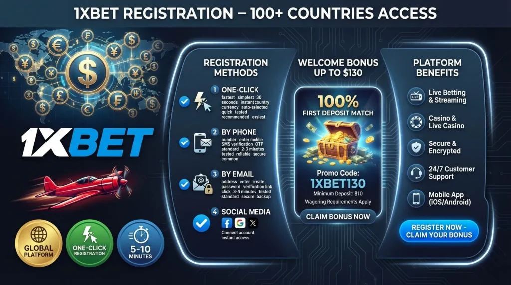 1xBet Registration — 100+ Countries Access